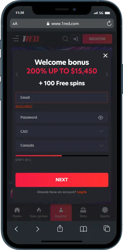 Sign Up 1RED