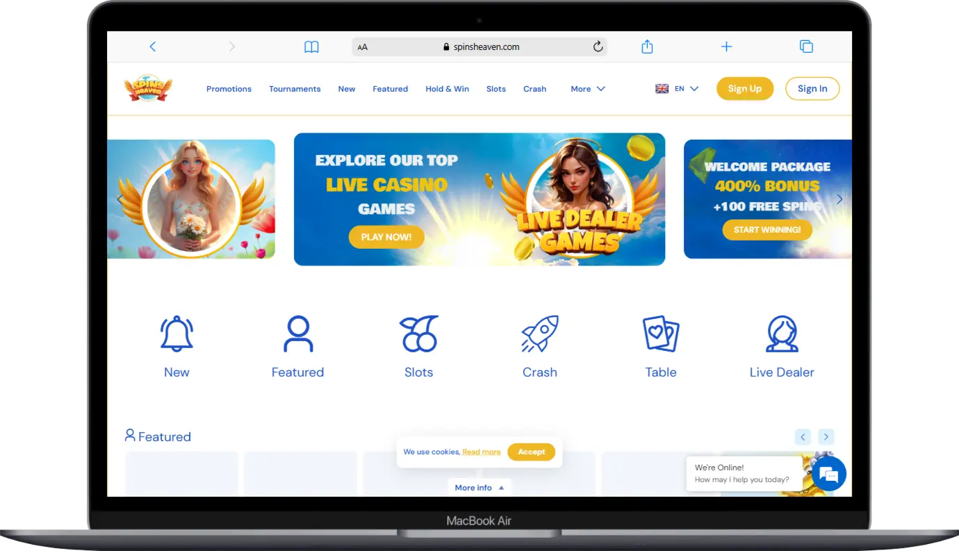 Official website Spins Heaven screenshot