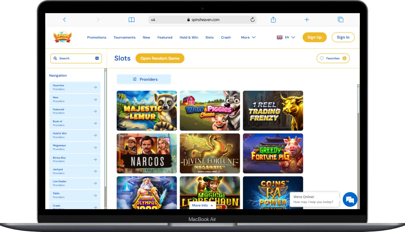 Slots at Spins Heaven screenshot