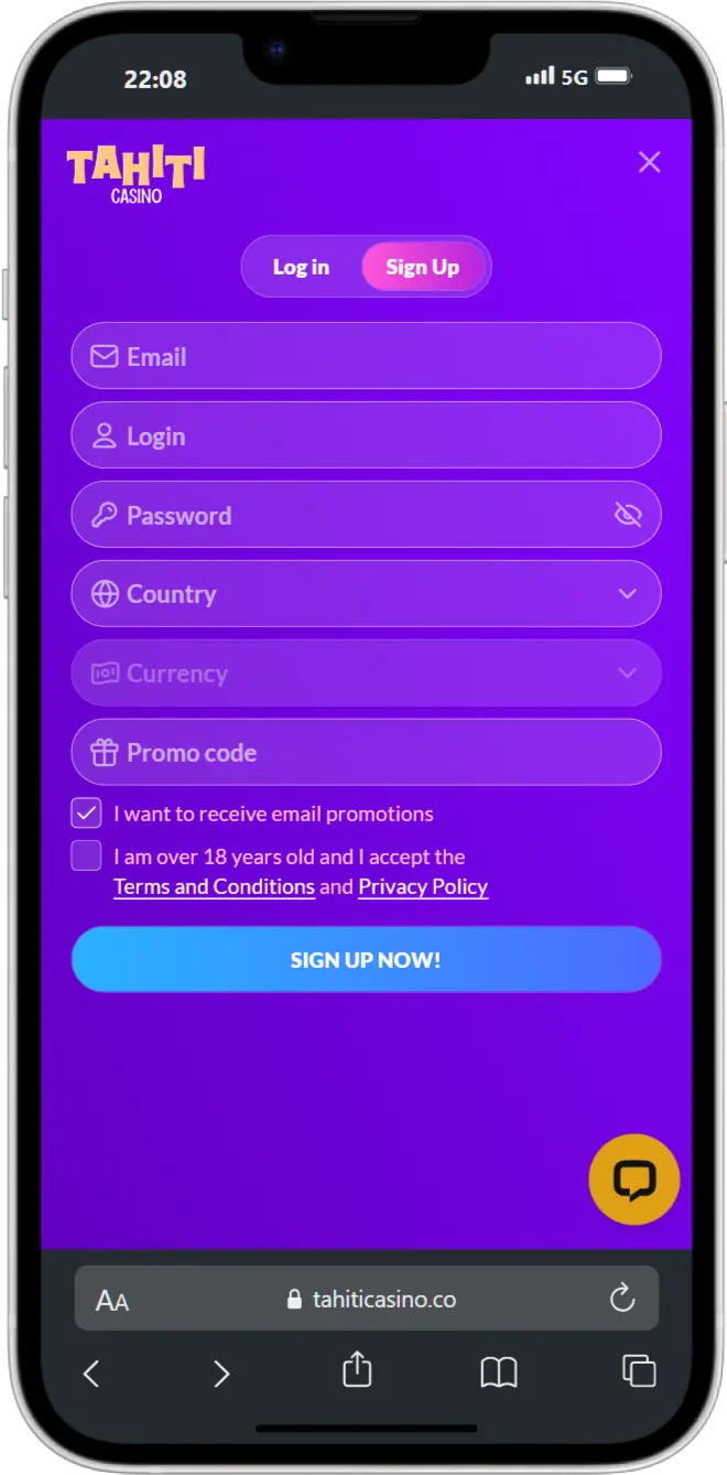 Sign Up screenshot