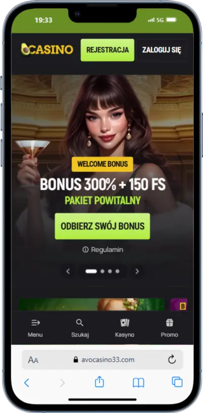 Oficjalna strona Avo Casino zrzut ekranu