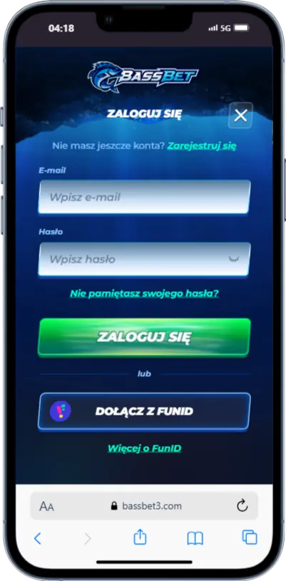 Logowanie w Bassbet zrzut ekranu