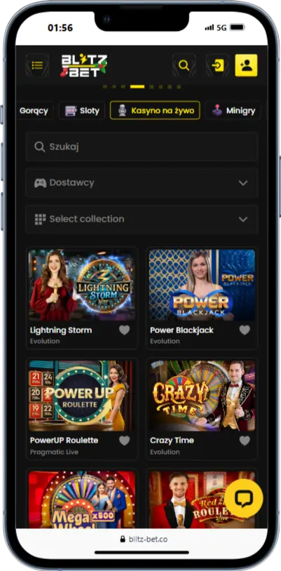 Gry na żywo Blitz Bet