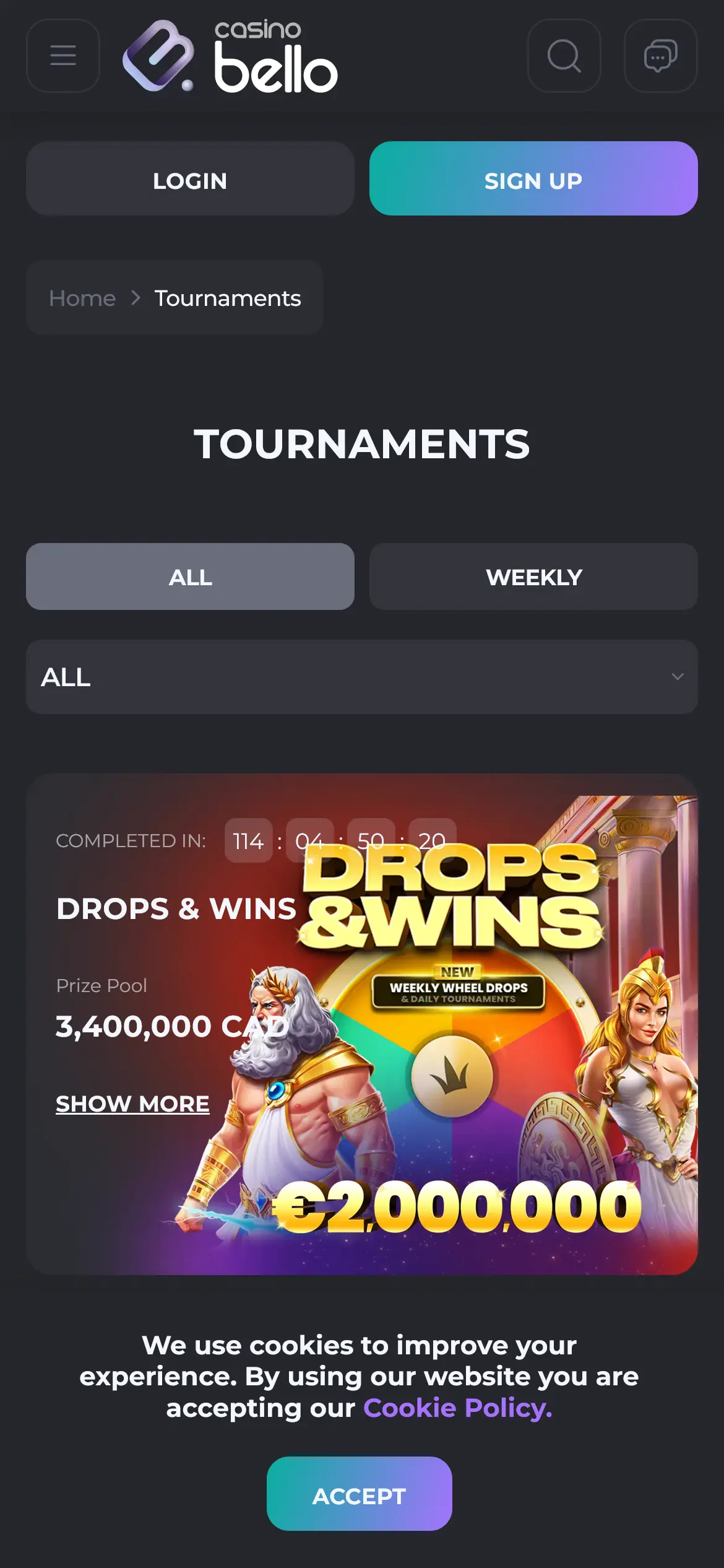 Tournaments CasinoBello