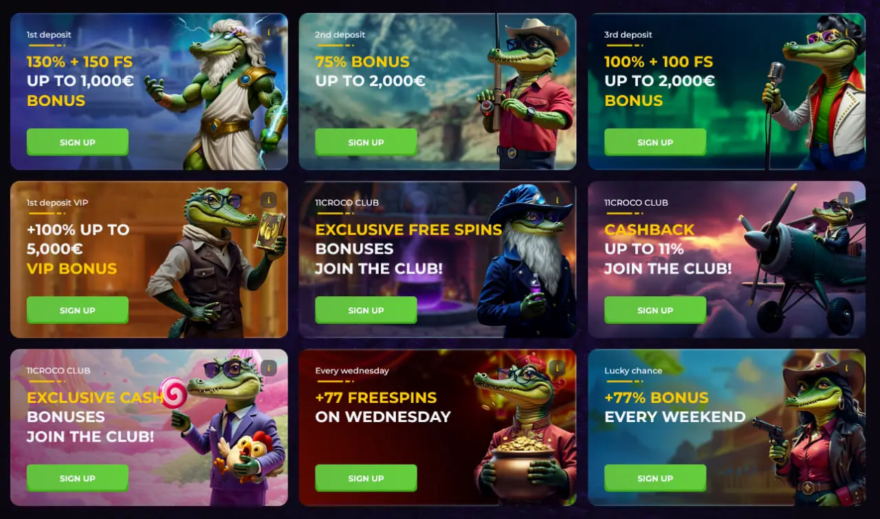 11Croco Bonuses Bonuses 11Croco