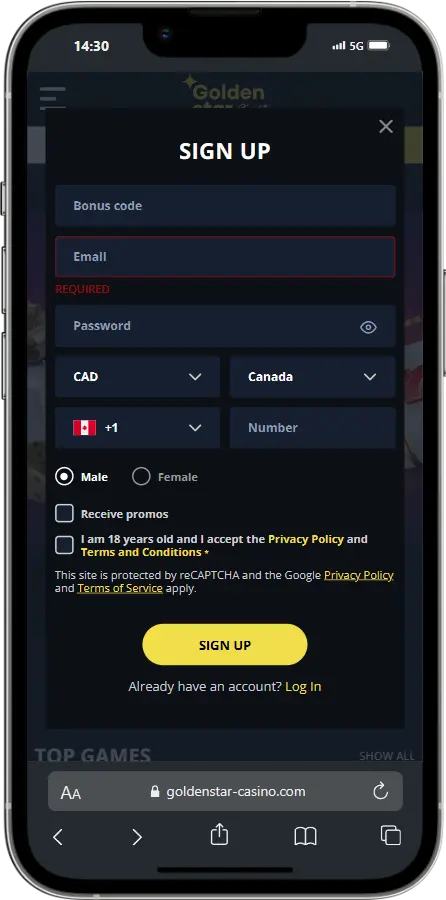 Sign Up Golden Star