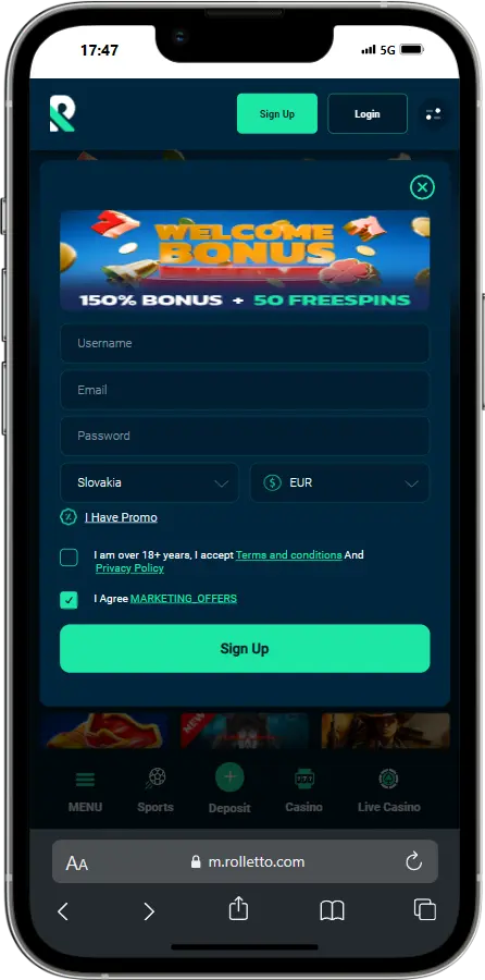 Rolletto Casino Registration