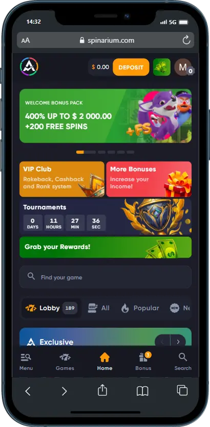 Spinarium Casino official site