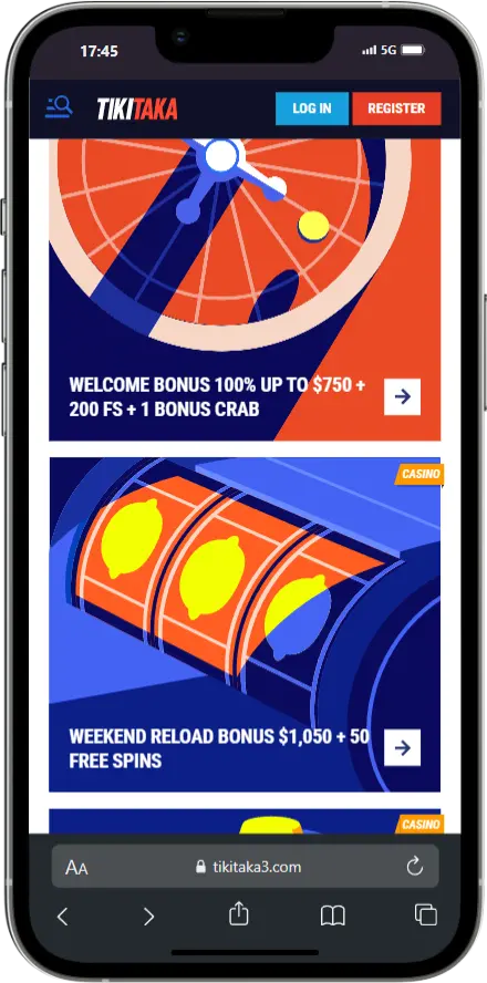 Screenshot of Tikitaka's Bonuses and Promotions Section