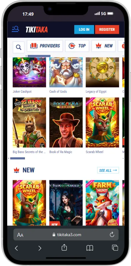 Screenshot of Tikitaka's Games Section