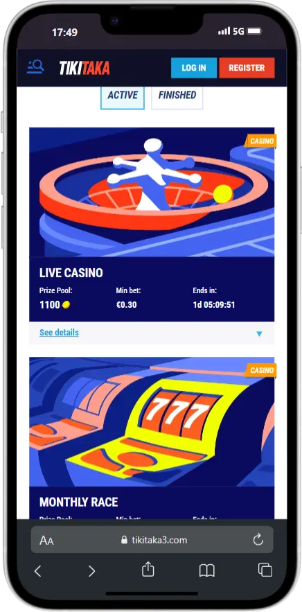Screenshot of Tikitaka's Tournaments Section