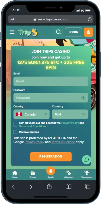 Trips Casino official site