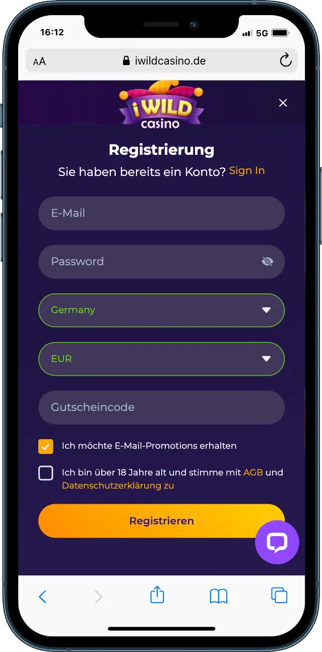 iWild Casino iWild Casino Registrierung