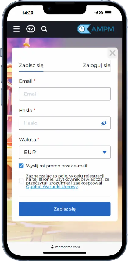 rejestracja w kasynie AMPM