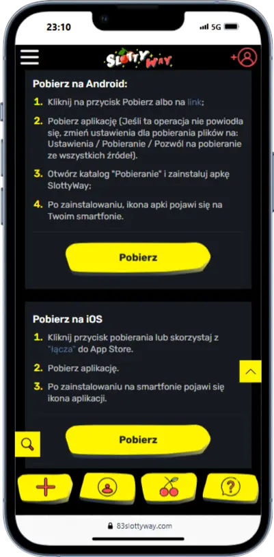 Aplicacja mobilna w SlottyWay