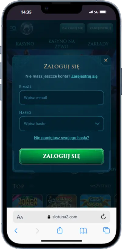 Zaloguj się do kasyna Slotuna