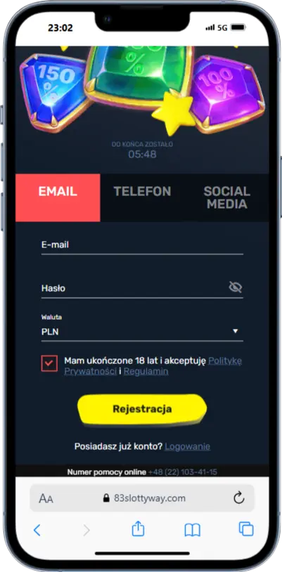 Proces rejestracji w SlottyWay