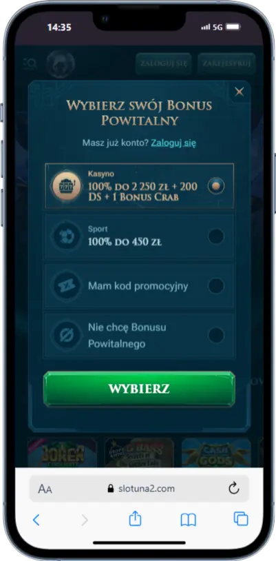 Rejestracja w kasynie Slotuna