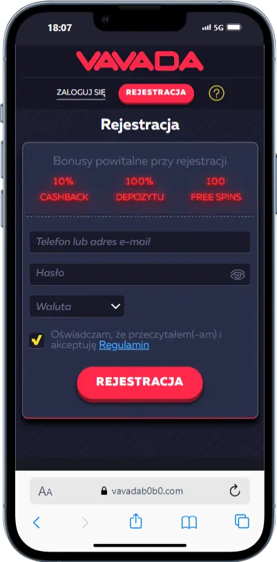 rejestracja w kasynie Vavada