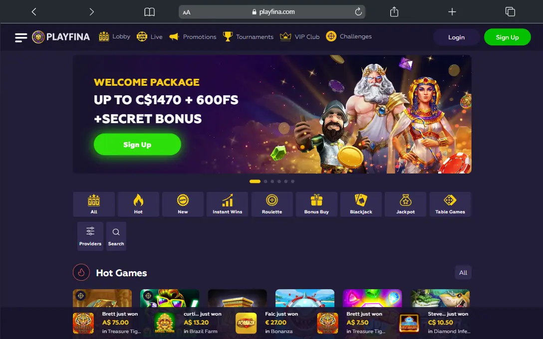 Playfina Official Website